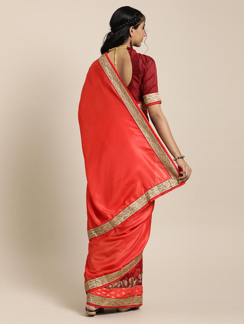 half & half embroidered saree with blouse - 17425986 - Zoom Image - 2
