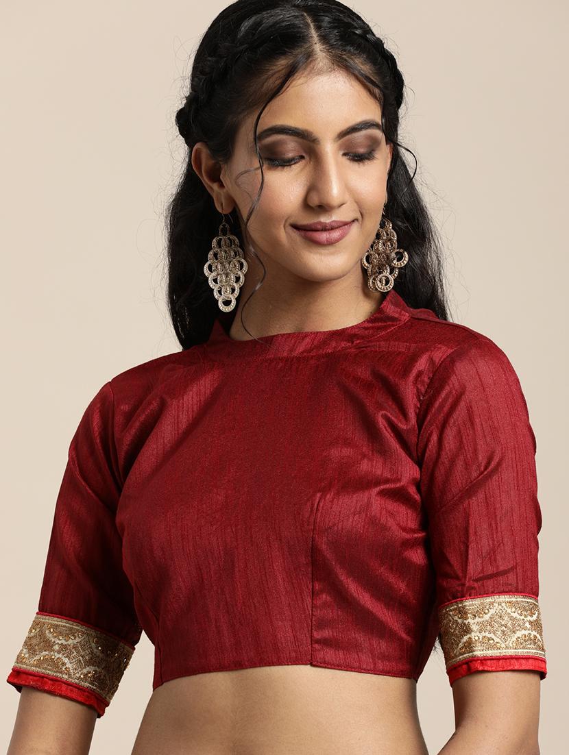 half & half embroidered saree with blouse - 17425986 - Zoom Image - 3