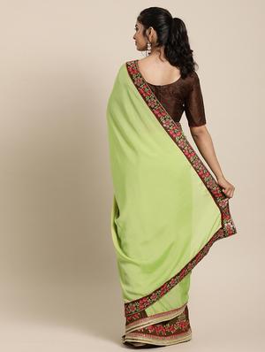 half & half embroidered saree with blouse - 17425987 - Standard Image - 2