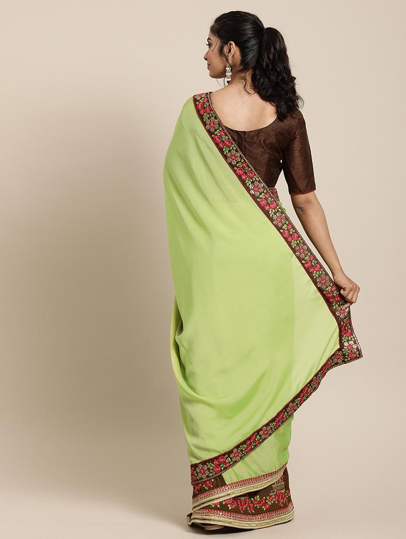 half & half embroidered saree with blouse - 17425987 - Zoom Image - 2