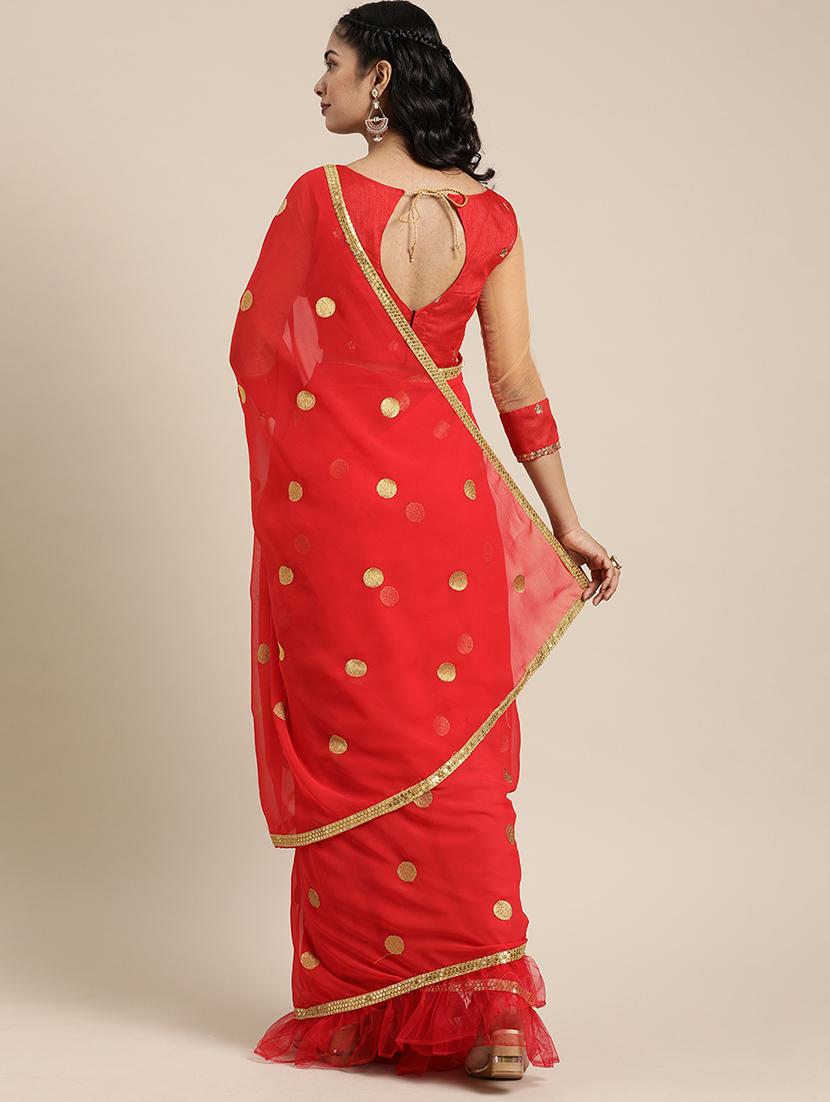 ruffle embroidered saree with blouse - 17425990 - Zoom Image - 2