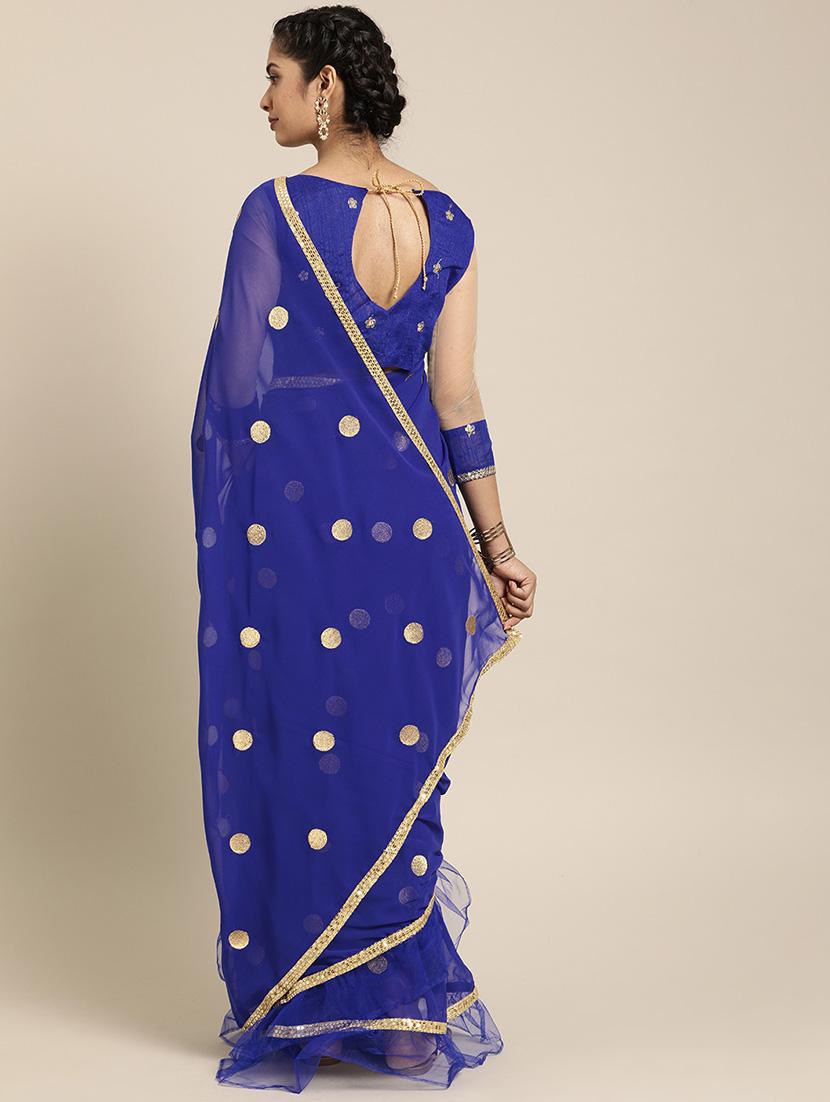 ruffle embroidered saree with blouse - 17425993 - Zoom Image - 2