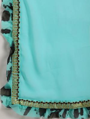 turquoise georgette embroidered saree with blouse - 17425996 - Standard Image - 4