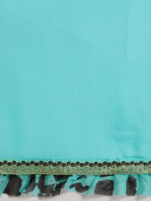 turquoise georgette embroidered saree with blouse - 17425996 - Standard Image - 5