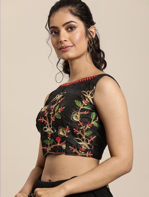 solid ruffle bordered saree with blouse - 17425999 - Standard Image - 3