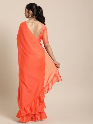 ruffle fusion saree with blouse - 17426002 - Standard Image - 2