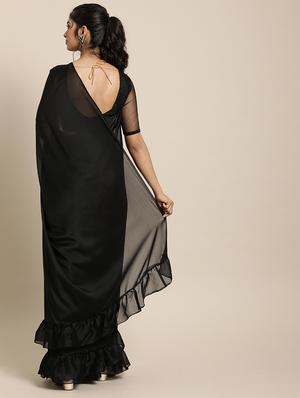 ruffle fusion saree with blouse - 17426004 - Standard Image - 2