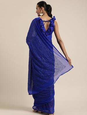 solid embellished saree with blouse - 17426010 - Standard Image - 2