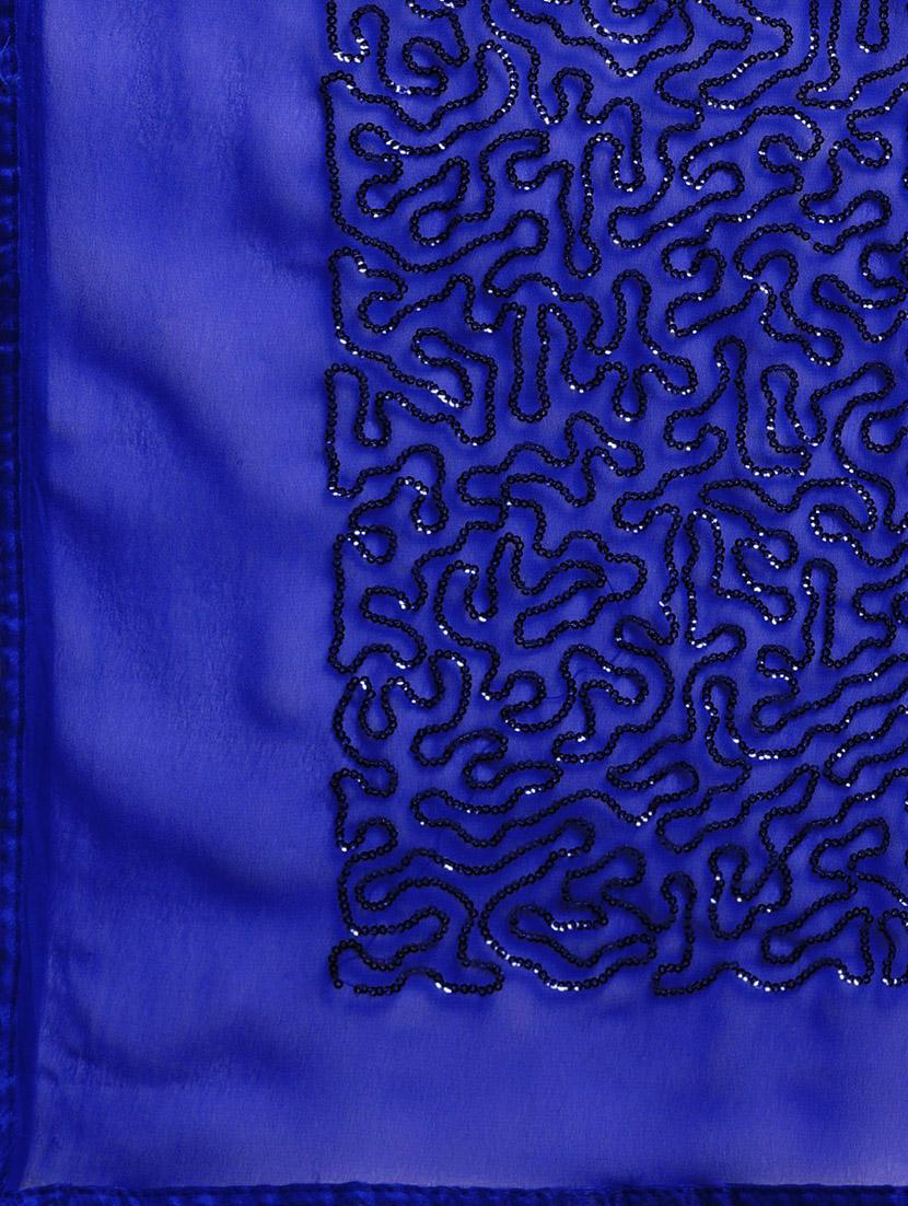 solid embellished saree with blouse - 17426010 - Zoom Image - 4