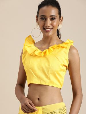 solid embellished saree with blouse - 17426014 - Standard Image - 3