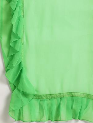 solid ruffle woven saree with blouse - 17426106 - Standard Image - 4