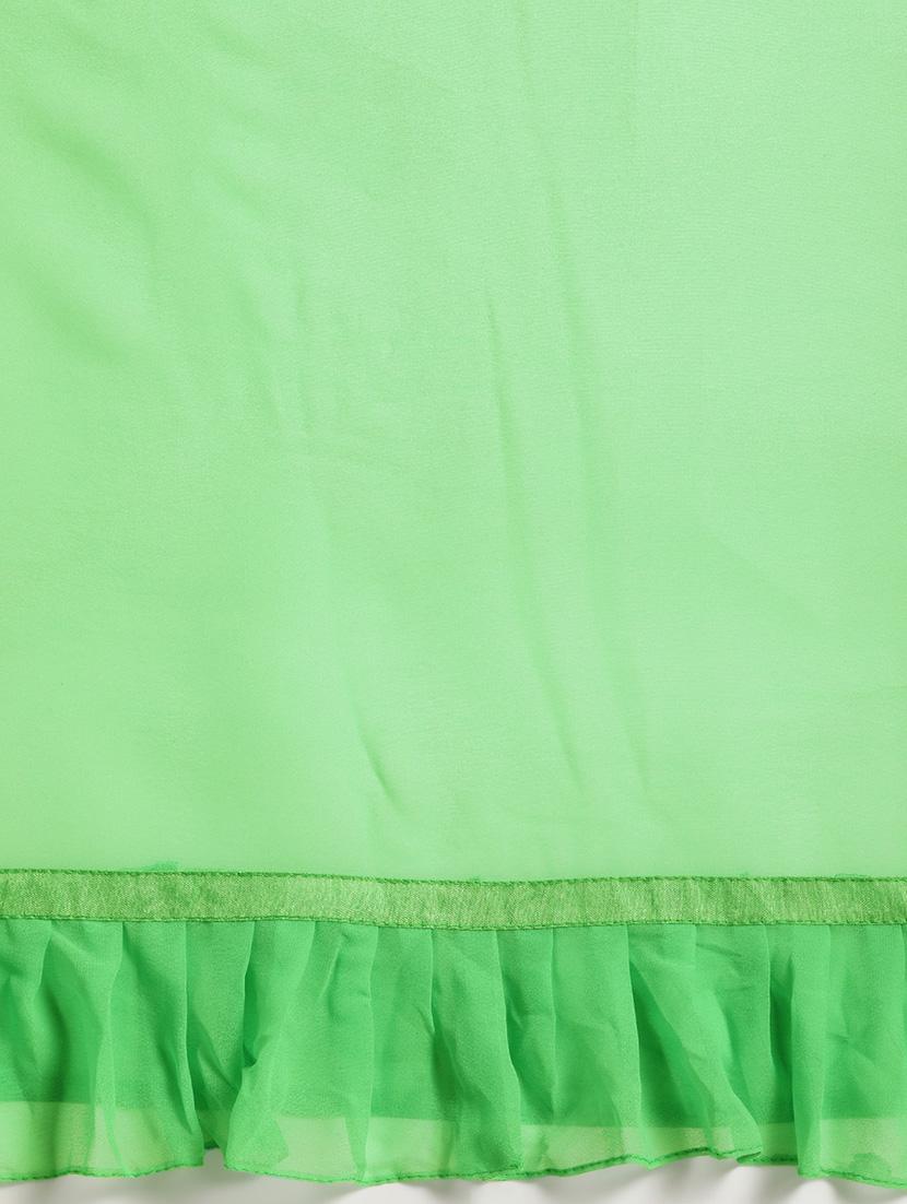 solid ruffle woven saree with blouse - 17426106 - Zoom Image - 5