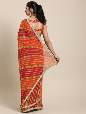 leheriya printed saree with blouse - 17426111 - Standard Image - 2