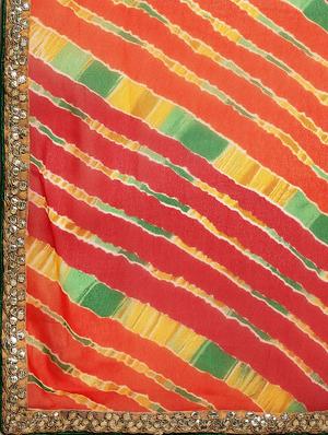 leheriya printed saree with blouse - 17426111 - Standard Image - 3