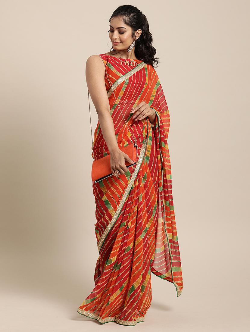 leheriya printed saree with blouse - 17426111 - Zoom Image - 1