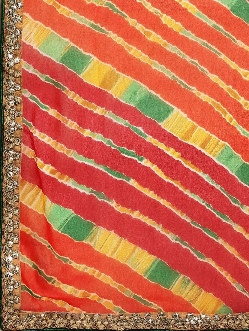 leheriya printed saree with blouse - 17426111 - Zoom Image - 3