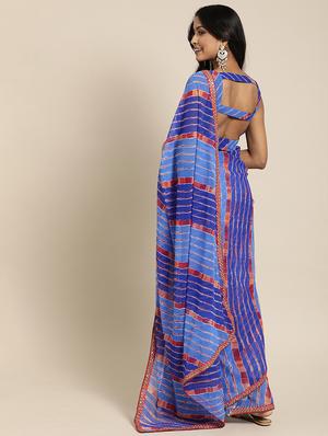 leheriya printed saree with blouse - 17426112 - Standard Image - 2