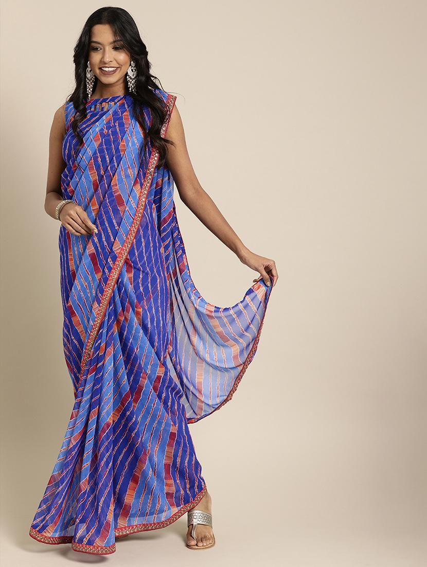 leheriya printed saree with blouse - 17426112 - Zoom Image - 1