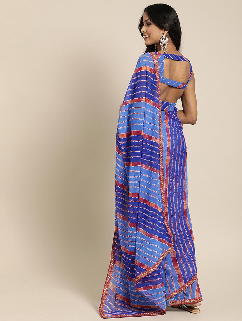 leheriya printed saree with blouse - 17426112 - Zoom Image - 2