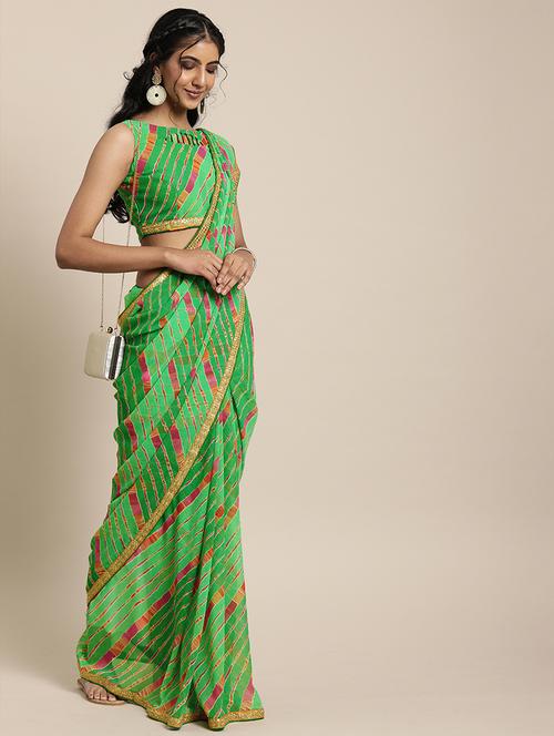leheriya printed saree with blouse - 17426113 - Standard Image - 1