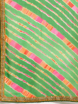 leheriya printed saree with blouse - 17426113 - Standard Image - 4