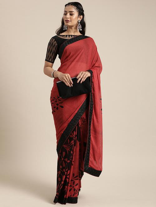 bordered printed saree with blouse - 17426114 - Standard Image - 1