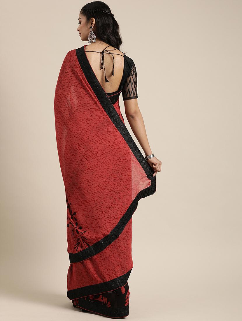 bordered printed saree with blouse - 17426114 - Zoom Image - 2