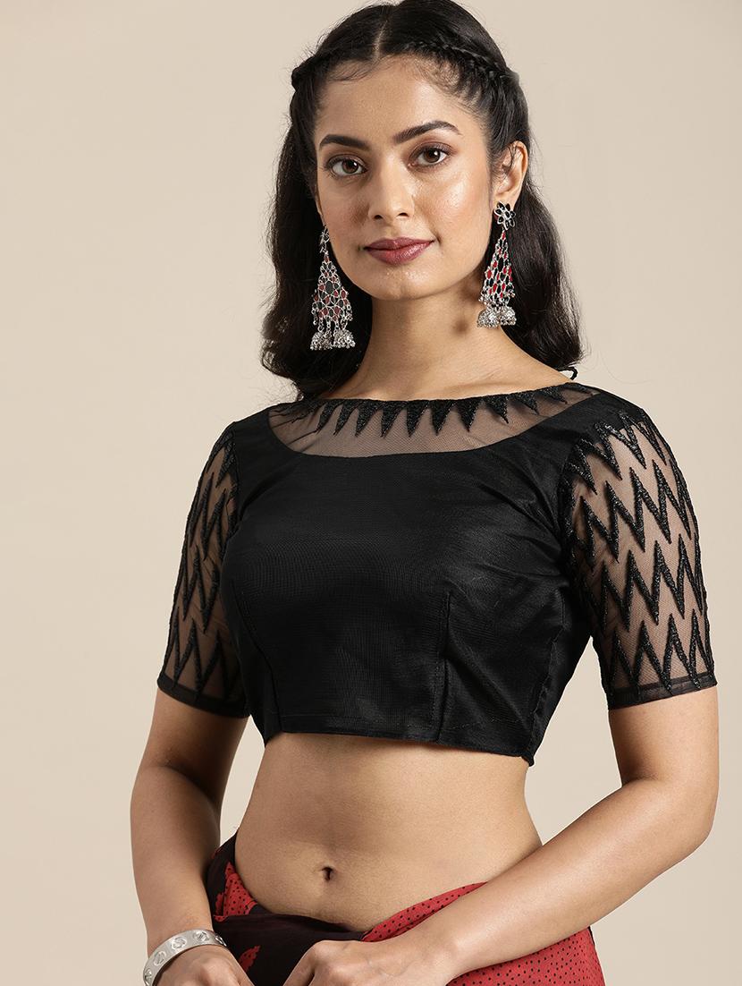 bordered printed saree with blouse - 17426114 - Zoom Image - 3