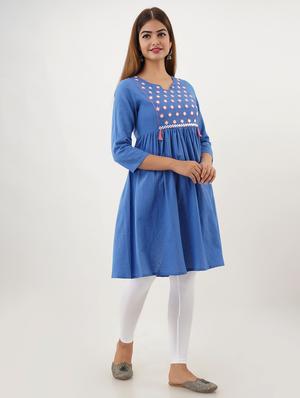 embroidered a-line kurta - 17426132 - Standard Image - 2