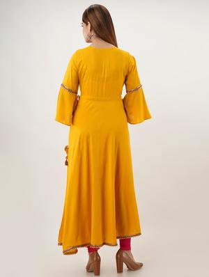 lace detail angrakha kurta - 17426136 - Standard Image - 2