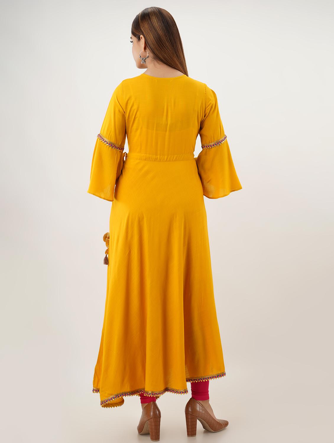 lace detail angrakha kurta - 17426136 - Zoom Image - 2