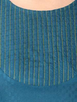 teal blue straight kurta - 17426147 - Standard Image - 4
