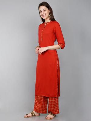 solid kurta palazzo set - 17426479 - Standard Image - 2