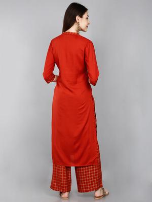 solid kurta palazzo set - 17426479 - Standard Image - 3