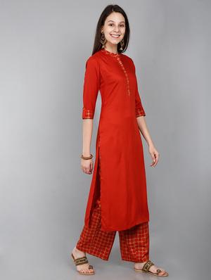 solid kurta palazzo set - 17426479 - Standard Image - 4
