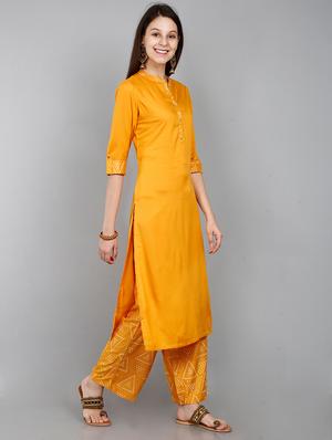 solid kurta palazzo set - 17426501 - Standard Image - 3