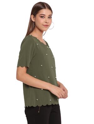 scallop trim pearl embellished top - 17426507 - Standard Image - 2