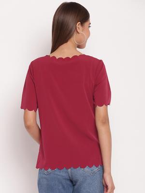 scallop trim pearl embellished top - 17426510 - Standard Image - 3