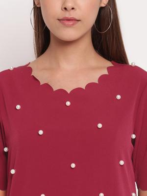 scallop trim pearl embellished top - 17426510 - Standard Image - 5