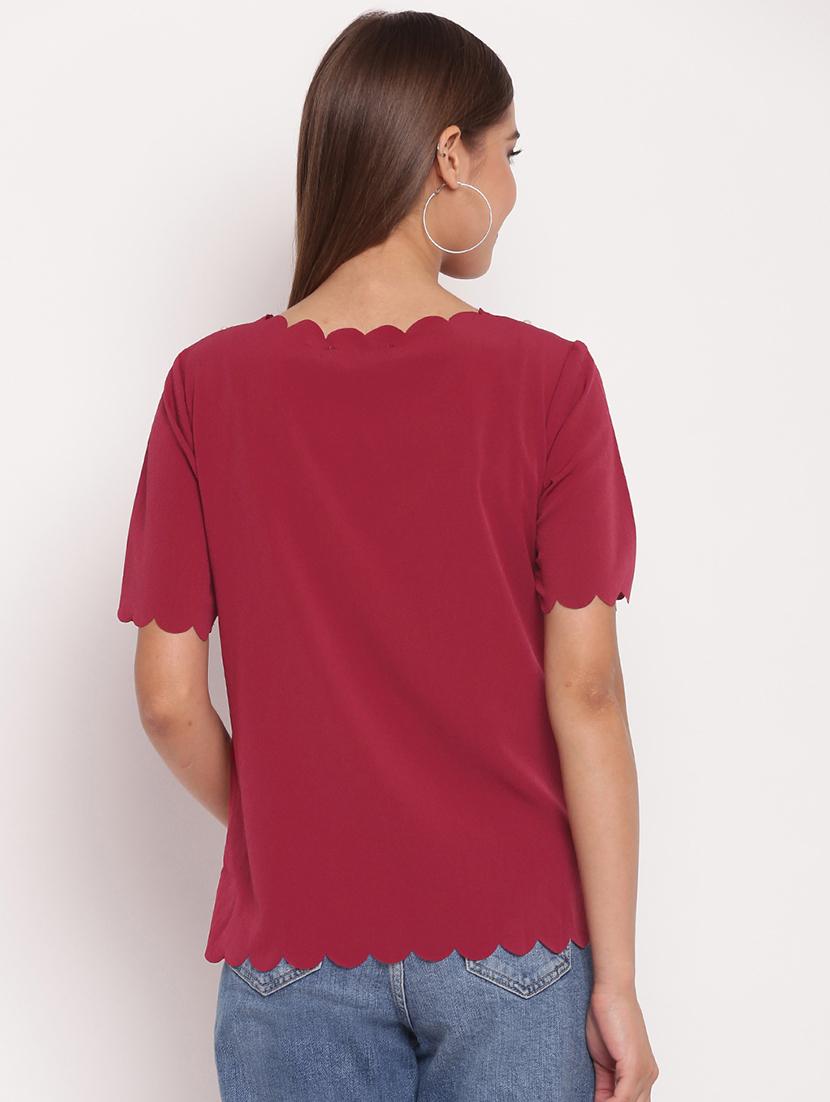 scallop trim pearl embellished top - 17426510 - Zoom Image - 3