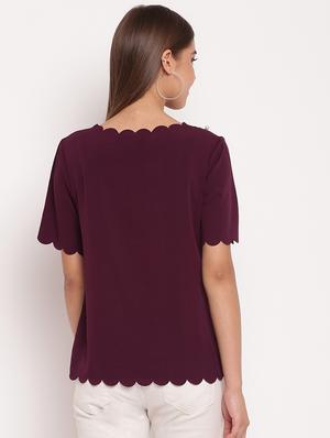 scallop trim pearl embellished top - 17426511 - Standard Image - 3
