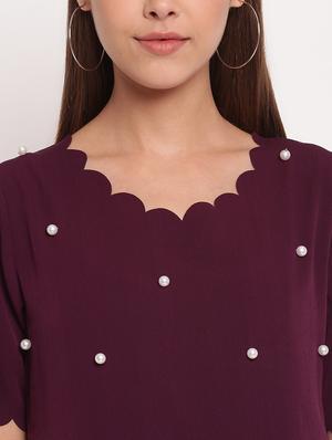 scallop trim pearl embellished top - 17426511 - Standard Image - 5