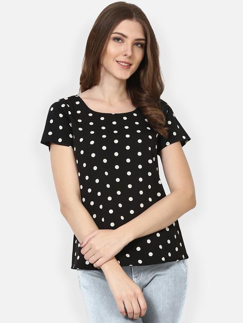 round neck polka dot top - 17426516 - Standard Image - 1