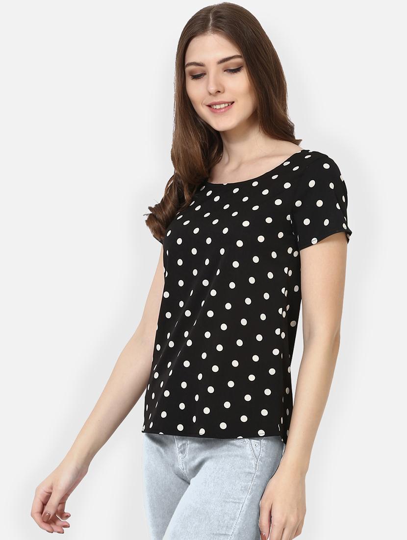 round neck polka dot top - 17426516 - Zoom Image - 2