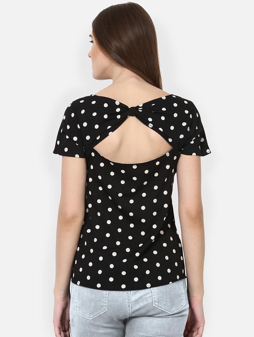 round neck polka dot top - 17426516 - Zoom Image - 3
