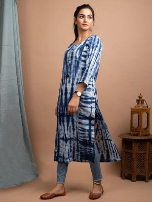 shibori straight kurta - 17426548 - Standard Image - 2