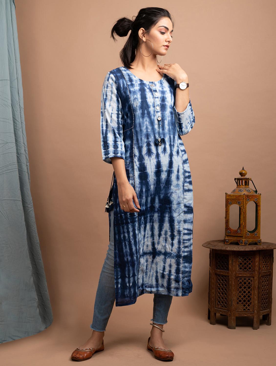 shibori straight kurta - 17426548 - Zoom Image - 1