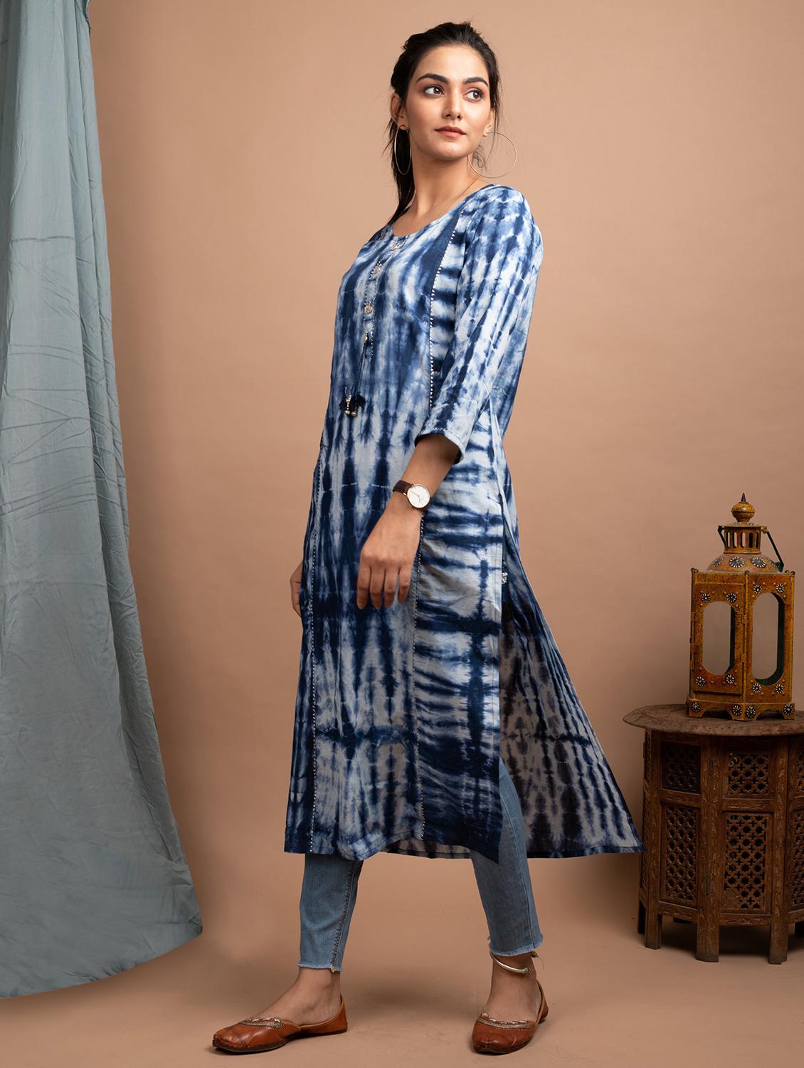 shibori straight kurta - 17426548 - Zoom Image - 2