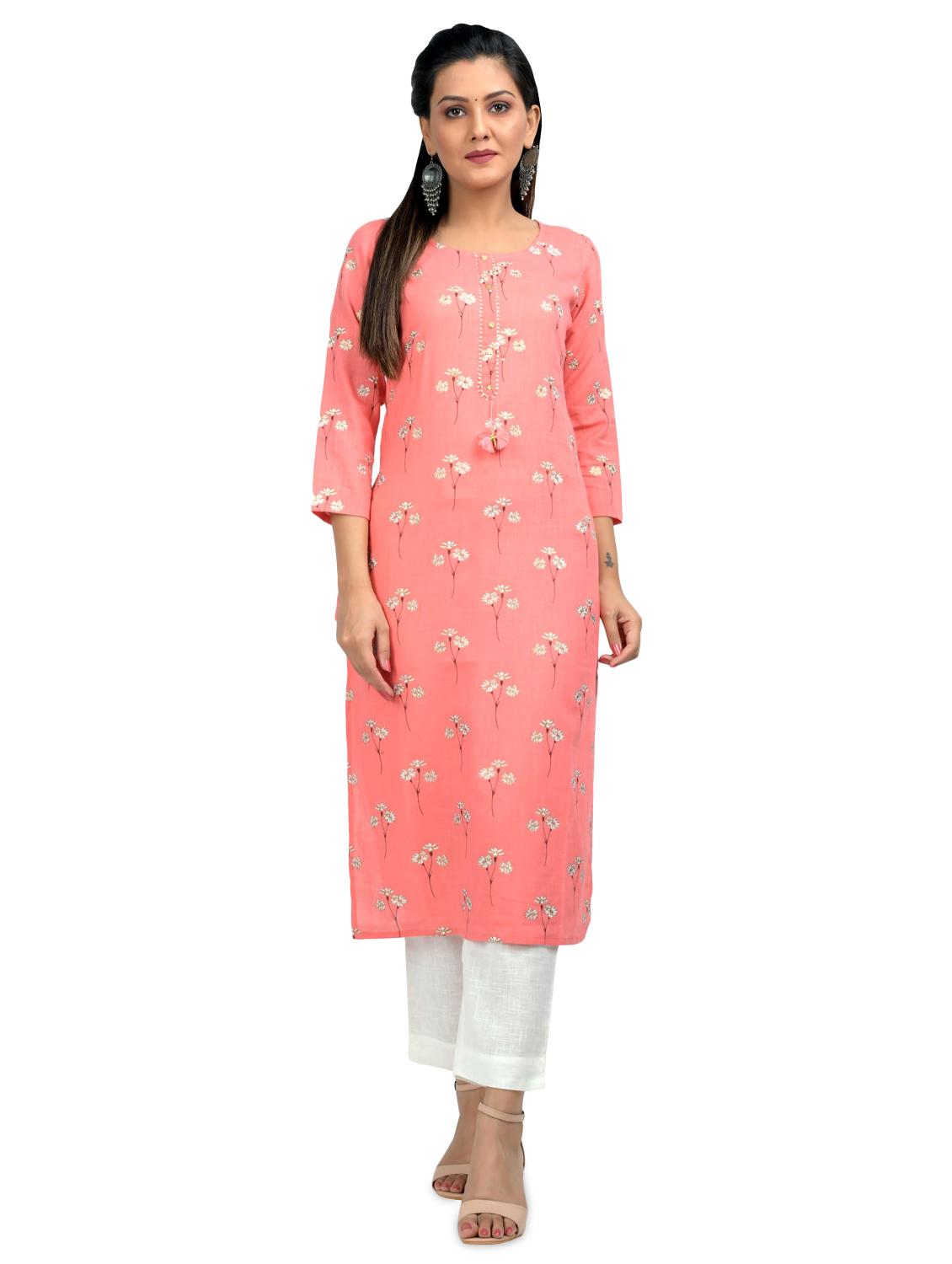 floral straight kurta - 17426551 - Zoom Image - 1