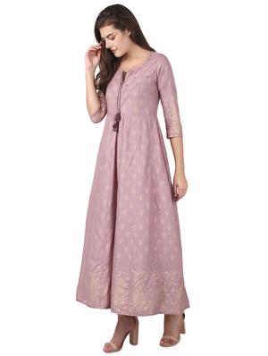 purple rayon flared kurta - 17426557 - Standard Image - 2